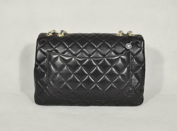 7A Replica Chanel Jumbo A28600 Black Lambskin Leather with Golden Hardware